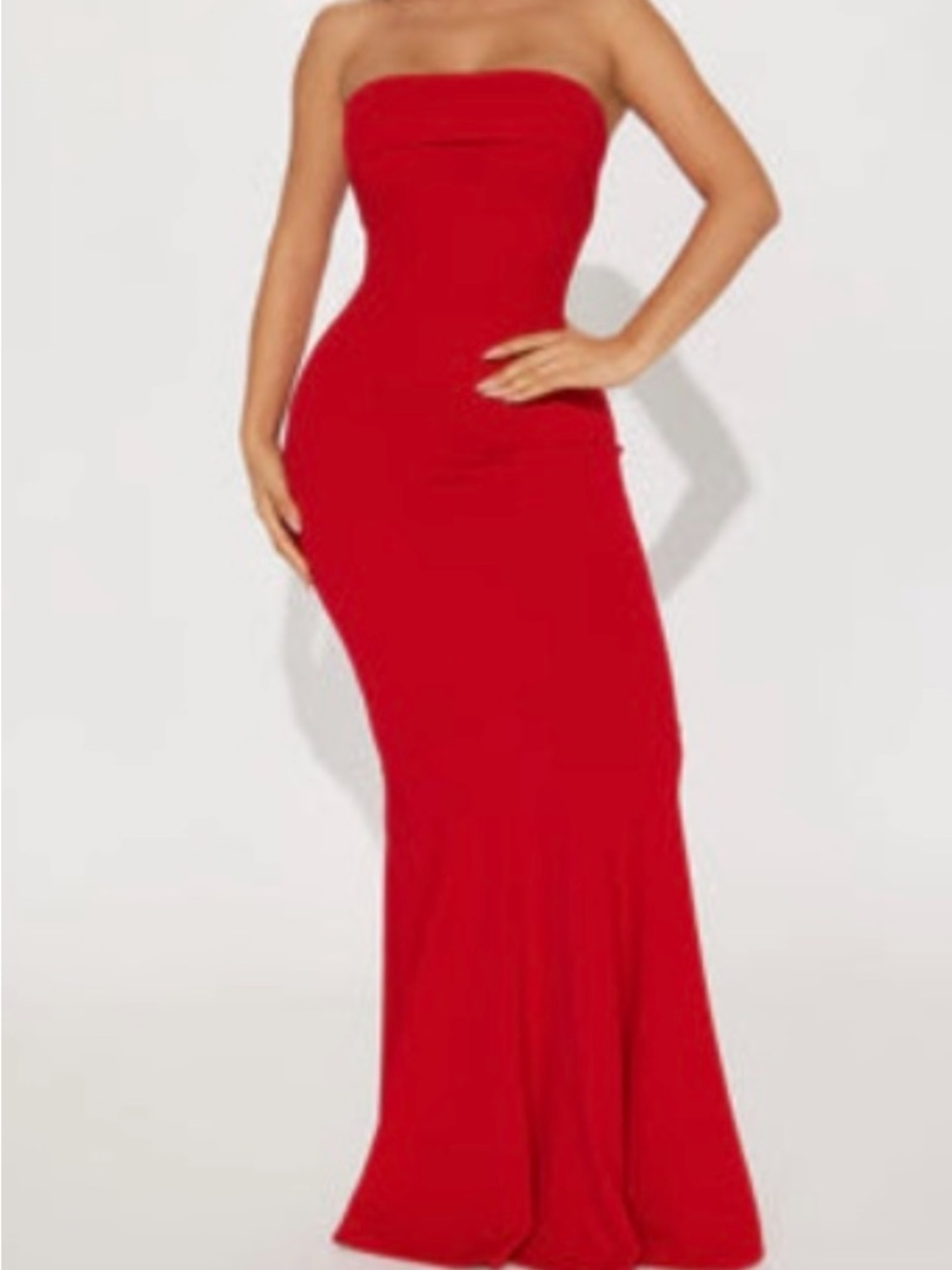 Fashion NovaStrapless Red Evening Gown
